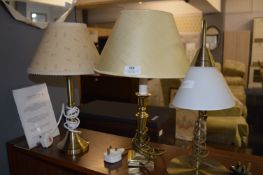 Three Brass Effect Table Lamps