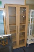 Light Oak Glazed Door Shelf Unit