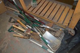 Bundle of Gardening Tools, Fork, Spade, Sheers, Leaf Rake, etc.