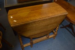 Oak Drop Leaf Dining Table on Barley Twist Legs