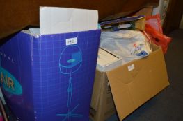 Large Box Containing Table Lamps, Headphones, Table Linen, Hair Dryer, Christmas Toys and a