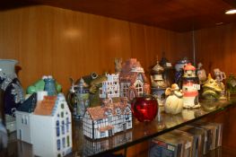 Large Collection of Ornaments Including Cottages, Figures, Jugs, Small Clocks, etc.