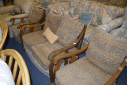 Bergere Upholstered Cane Back Three Piece Suite