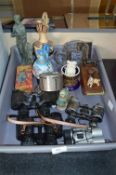 Tray Lot: Tin Plate Robot, Binoculars, etc.