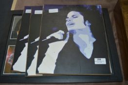 Three Prints and Framed Photos of Michael Jackson