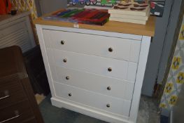 *White and Light Oak Four Height Chest of Drawers