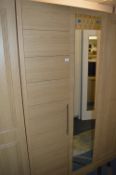 *Light Oak Double Wardrobe with Mirrored Door
