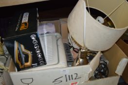 Box Containing Table Lamps, Air Dehumidifier, etc