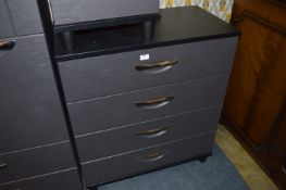 *Grey and Black Four Height Chest of Drawers with Chrome Handles