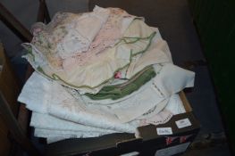 Box Containing Table Linen and Net Curtains