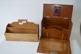 Oak Stationery Box and Letter Rack