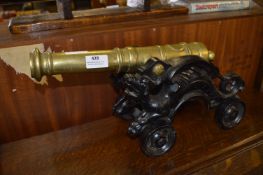 Large Brass and Cast Iron Cannon Poker Stand