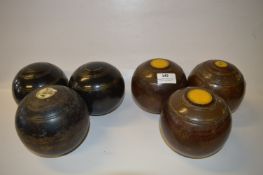Two Sets of Three Bowling Woods