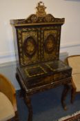19th Century Chinese Export Black Lacquered and Gilt Decorated Desk Cabinet