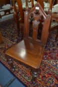 Oak Hall Chair with Gothic Paneled Back
