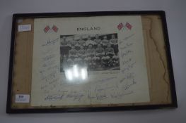Framed Photo Print Signed by Early 60's England Football Players Including Jimmy Greaves, Bobby
