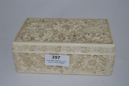 Carved Ivory Floral Decorated Trinket Box