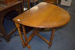 Oak Oval Topped Barley Twist Gate Legged Table