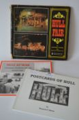 Three Local History Books, Postcards, Hull at War and Hull Fair