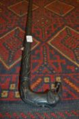 Ebony Carved Elephant Handled Walking Cane