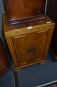 Oak Side Cabinet with Oriental Carved Panel Door