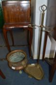 Brass Stick Stand and a Copper Jardiniere