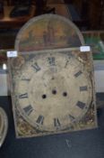 19th Century Painted Grandfather Clock Face with Movement