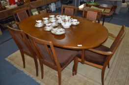 G-Plan Teak Extending Dining Table with Four Cane Back Dining Chairs and Two Carvers