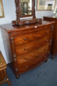 Mahogany Bow Front Chest of Drawers with Column Ends