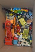 Box Containing Play Worn Matchbox, Tonka and Lesney Diecast Vehicles