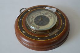 Circular Mahogany Inlaid Wall Mounted Barometer