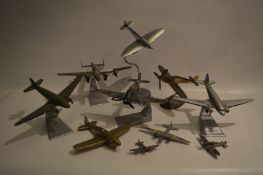 Collection of Corgi Diecast and Brass Aeroplanes on Stands 