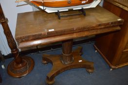 Mahogany Foldover Card Table on Pedestal Base
