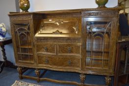 Carved Oak Side By Side Cabinet Bureau