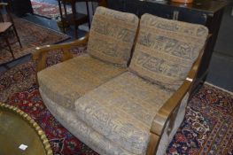 Wicker Backed Bergere Suite; Two Seat Sofa and Two Armchairs