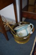 Brass Coal Helmet, Potty and a Companion Set Stand