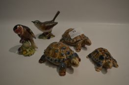 Three Wade Turtles and Two Beswick Birds