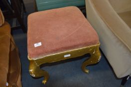 Gold Painted Stool on Cabriole Legs with Upholstered Seat