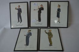 Collection of Five Saccone & Speed Ltd Caricature Prints