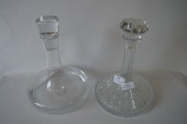 Two Cut Glass Ships Decanters