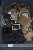 Two Telephones, Box Cameras, Gas Masks, Hot Water Bottle, etc.