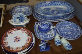 Blue & White Meat Plate, Dinnerware, Teapots, etc.