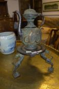 Large Eastern Brass Coffee Pot on Stand