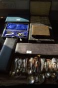 Collect of Cased Silver Plated Cutlery and Loose Silver Plated Cutlery