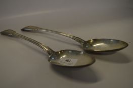 Pair of Silver King's Pattern Serving Spoons 