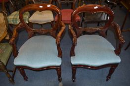 Pair of Reproduction Mahogany Kidney Back Armchairs