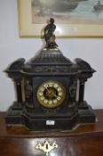 French Black Slate Mantel Clock