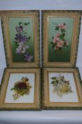 Two Pairs of Floral Oil Paintings