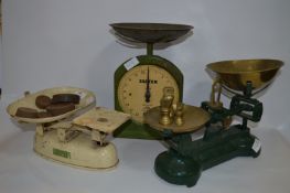 Three Sets of Metal Kitchen Scales with Weights