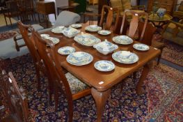 Mahogany Wind Out Dining Table on Cabriole Legs with a Set of Four Queen Anne Highback Dining Chairs